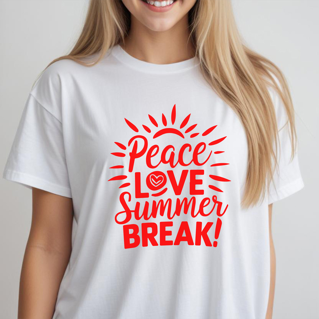 peace love summer break female tshirt front mockup 207