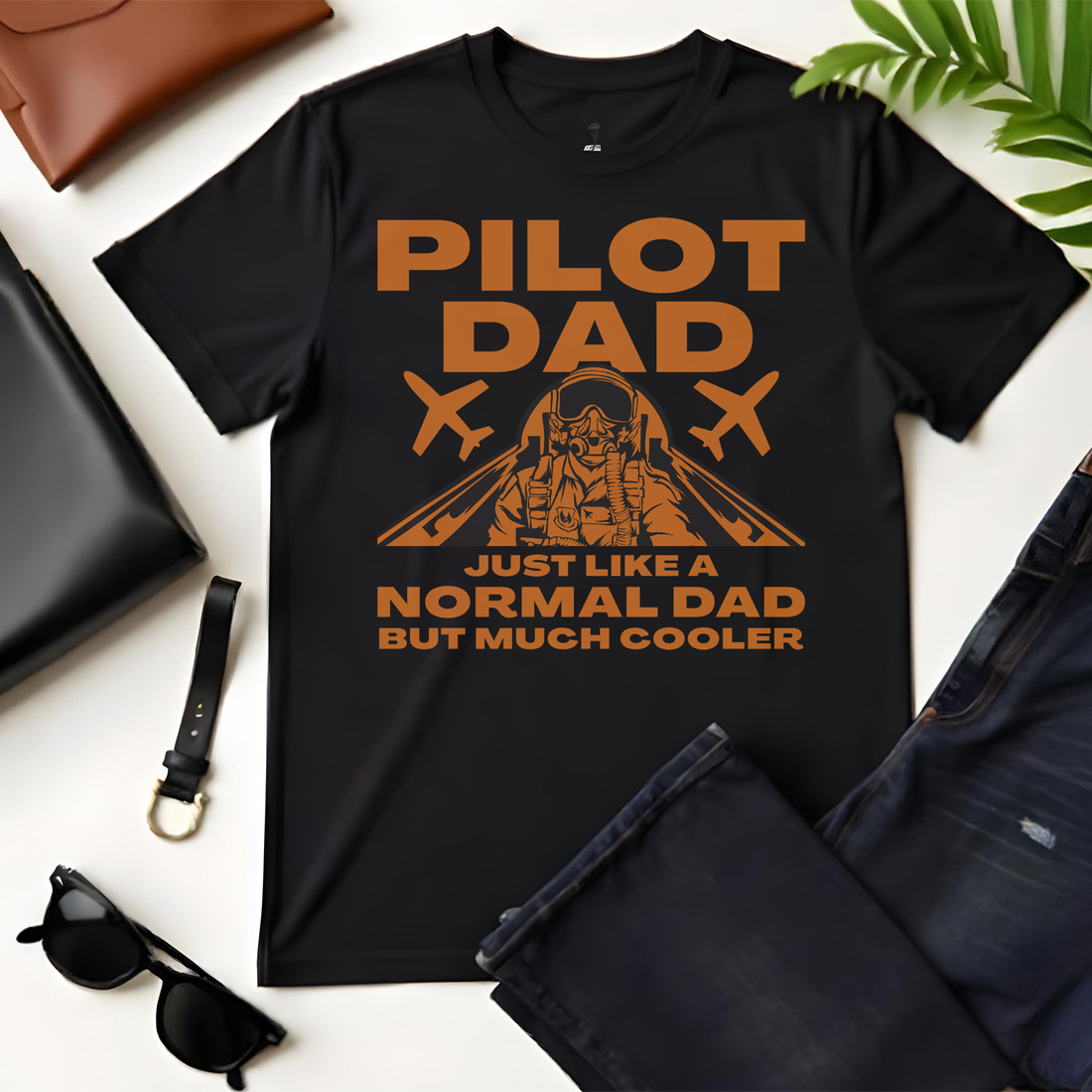 pilot dad tshirt design vector illustration black flat tshirt mockup 451