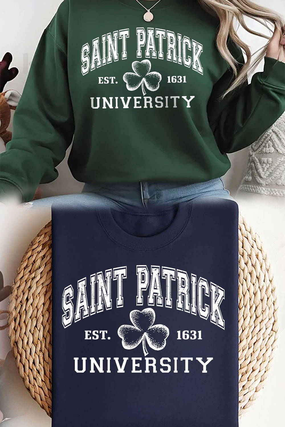 Saint Patrick University St Patrick's Day T-Shirt Design pinterest preview image.