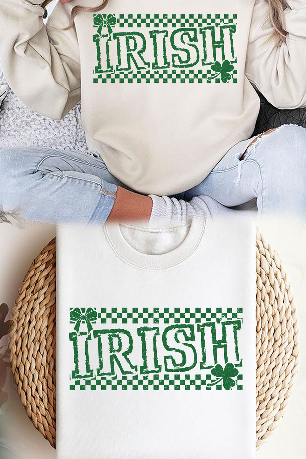 Retro Irish Checkered Svg Png, St Patrick's Day Svg, Irish Svg, St Patrick's T-Shirt Svg, Lucky Bow Svg, St Patricks Design, Shamrock Svg pinterest preview image.