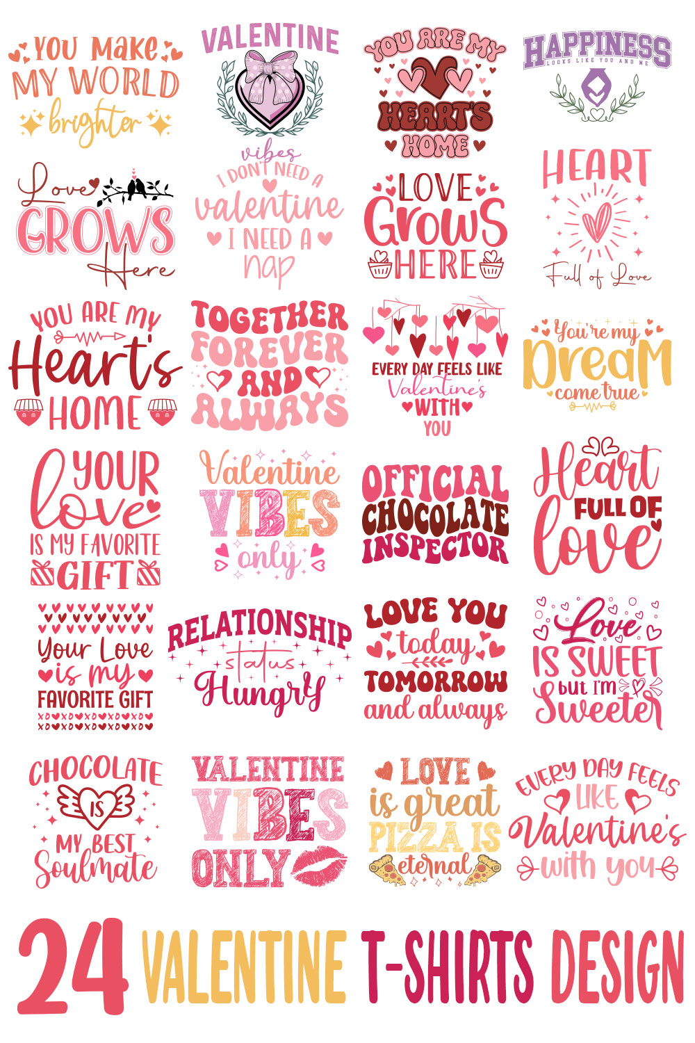 Valentine day t shirt design bundle pinterest preview image.