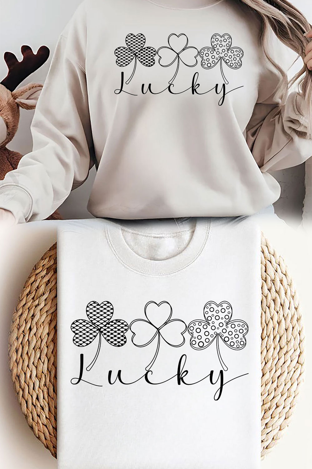 St Patrick's Day T-shirt Design, Lucky Png, St Patrick's Day Png, Retro Shamrock Png, Lucky Varsity Png, Lucky png, Sublimation Design pinterest preview image.