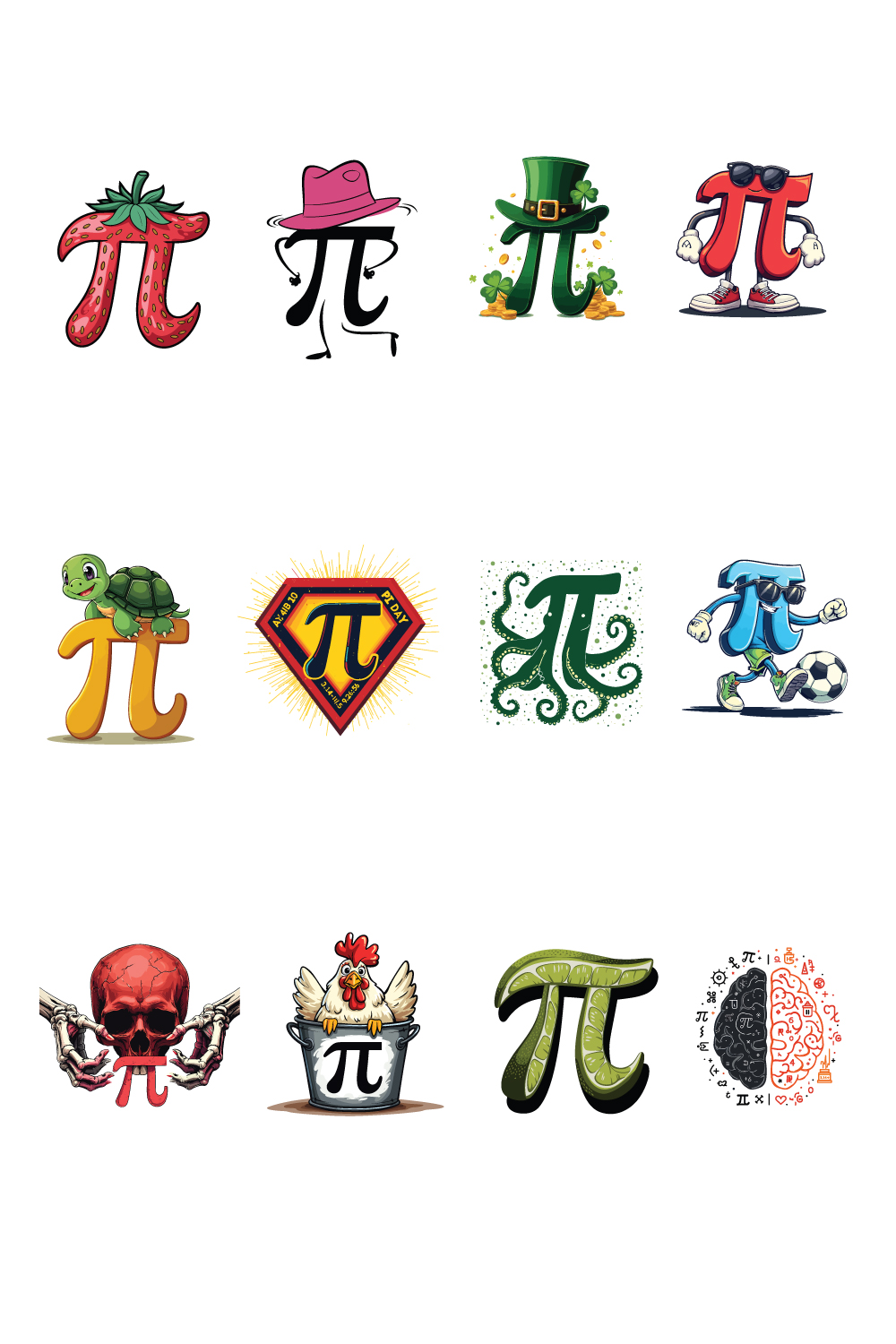 Master Bundle: 12 Unique Mathematics Pi T-Shirt Designs pinterest preview image.