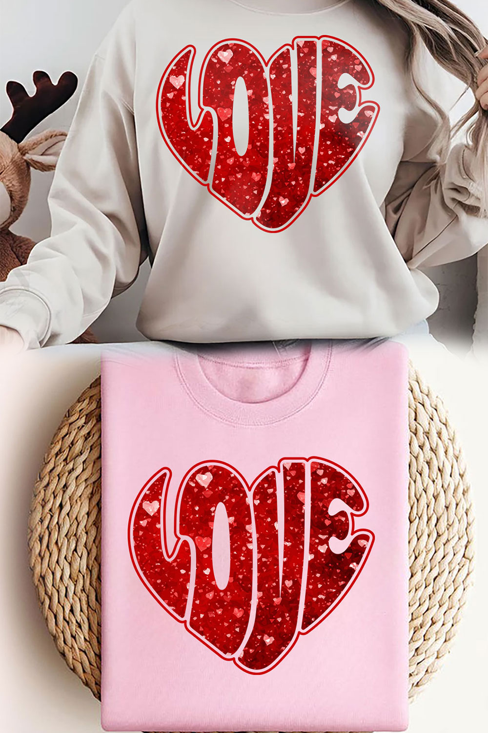 Love Valentine T-shirt Design PNG pinterest preview image.