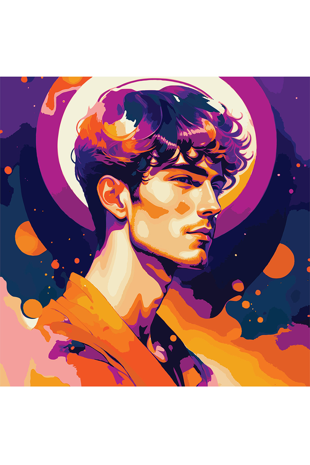 Vibrant Emotional Portrait Illustration Only pinterest preview image.