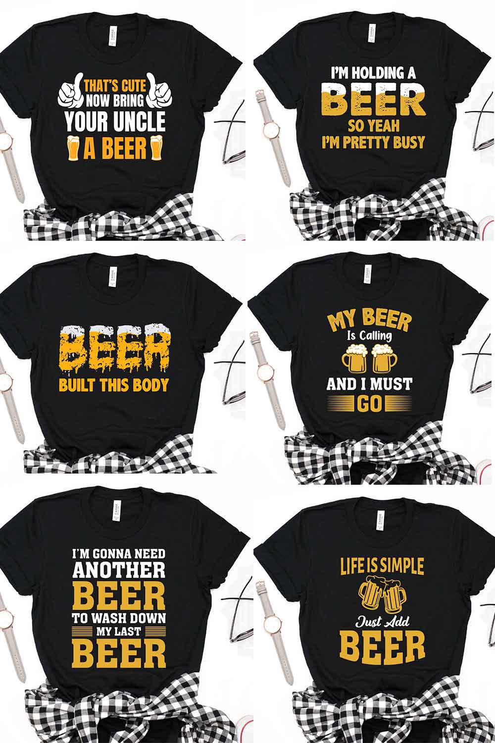 10 Exclusive BEER T-Shirt Design Bundle pinterest preview image.