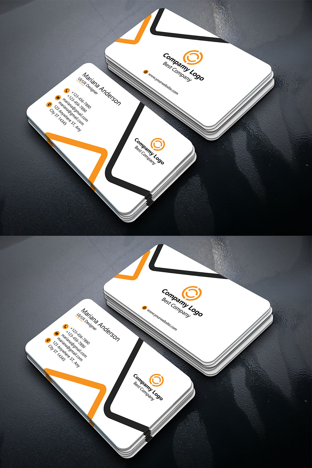 Corporate Bussiness Card Template Design Free Font Use, Fully Editable, And Customizable pinterest preview image.