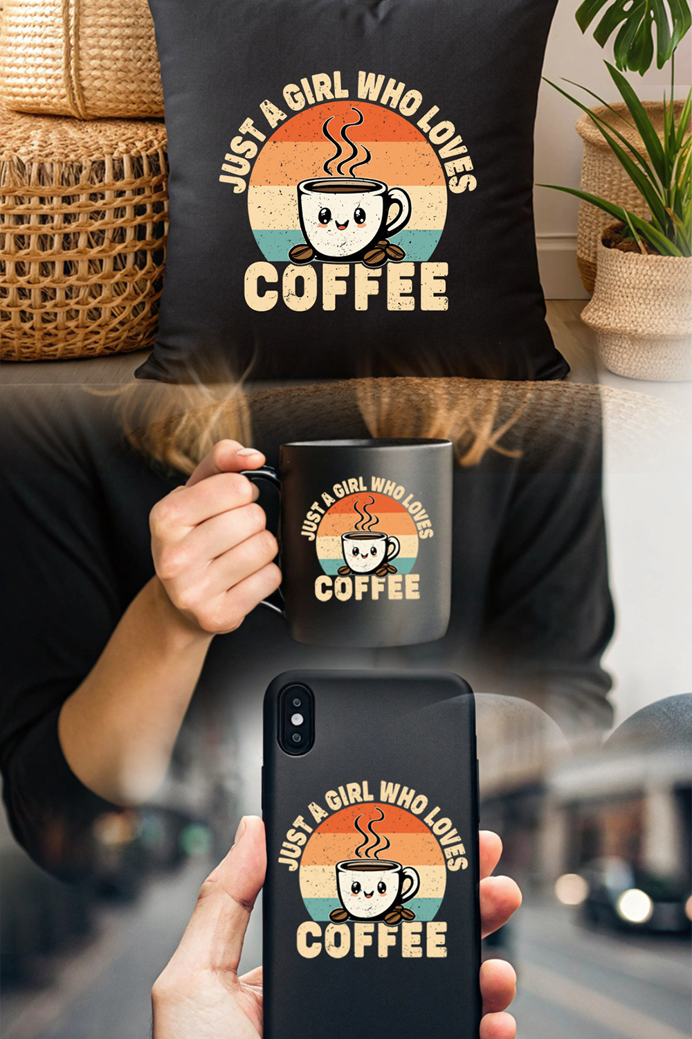 retro coffee cup art with playful typography for mugs and shirts pinterest preview image.