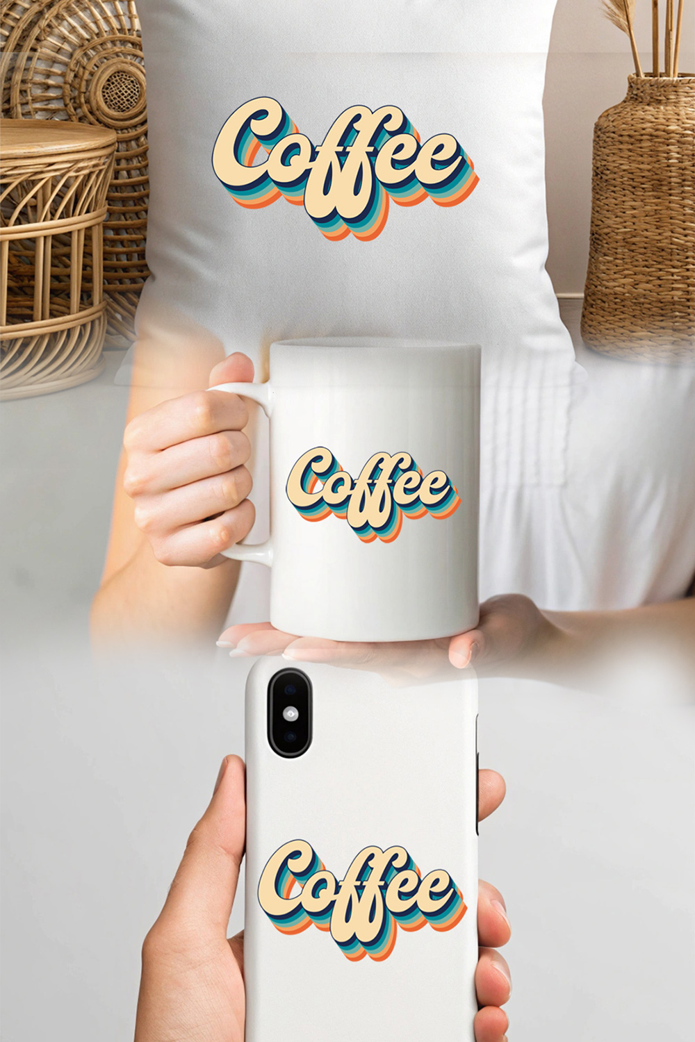 Retro Coffee Typography Design - Perfect for Cafes and Coffee Enthusiasts pinterest preview image.