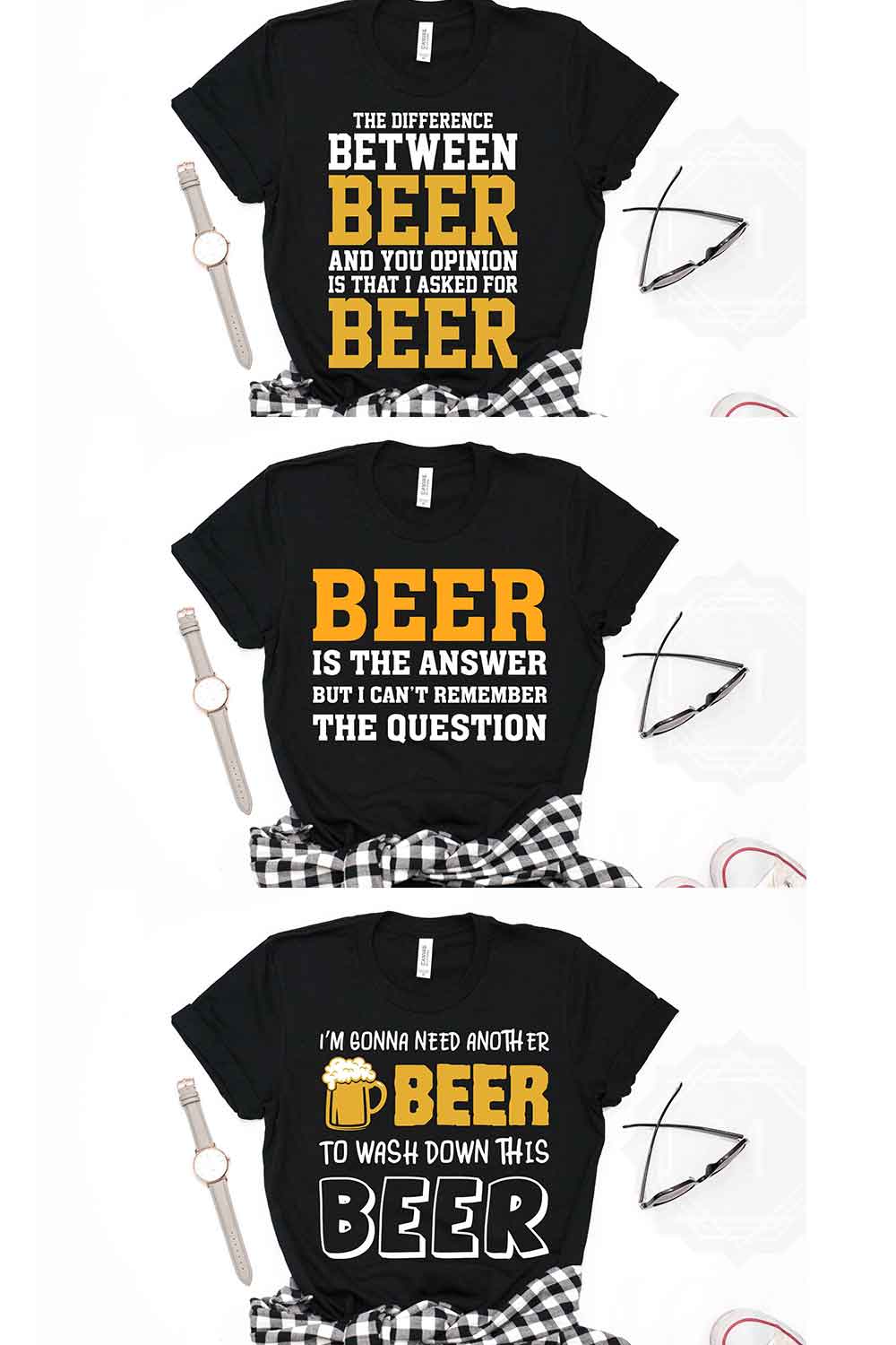 Awesome funny BEER T-Shirt Design bundle - Beer T-shirt pinterest preview image.