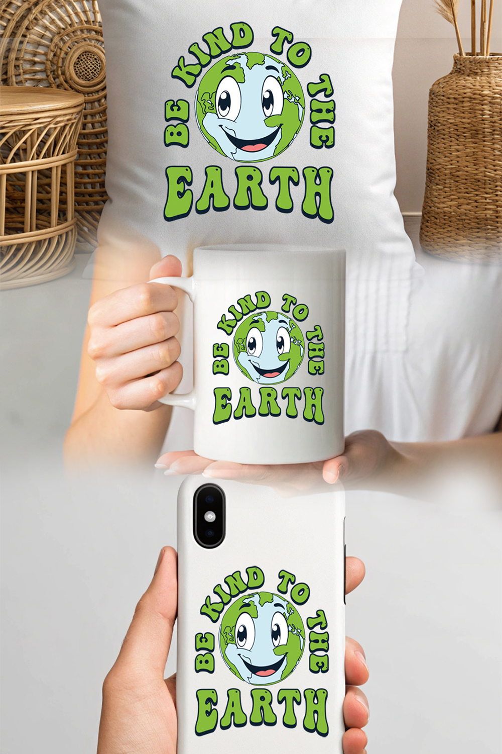 earth day graphic design, be kind to the earth suitable of T-shirt and mug design 10 pinterest preview image.