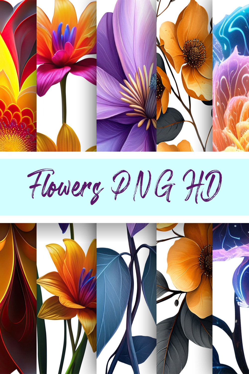 Flowers PNG pinterest preview image.