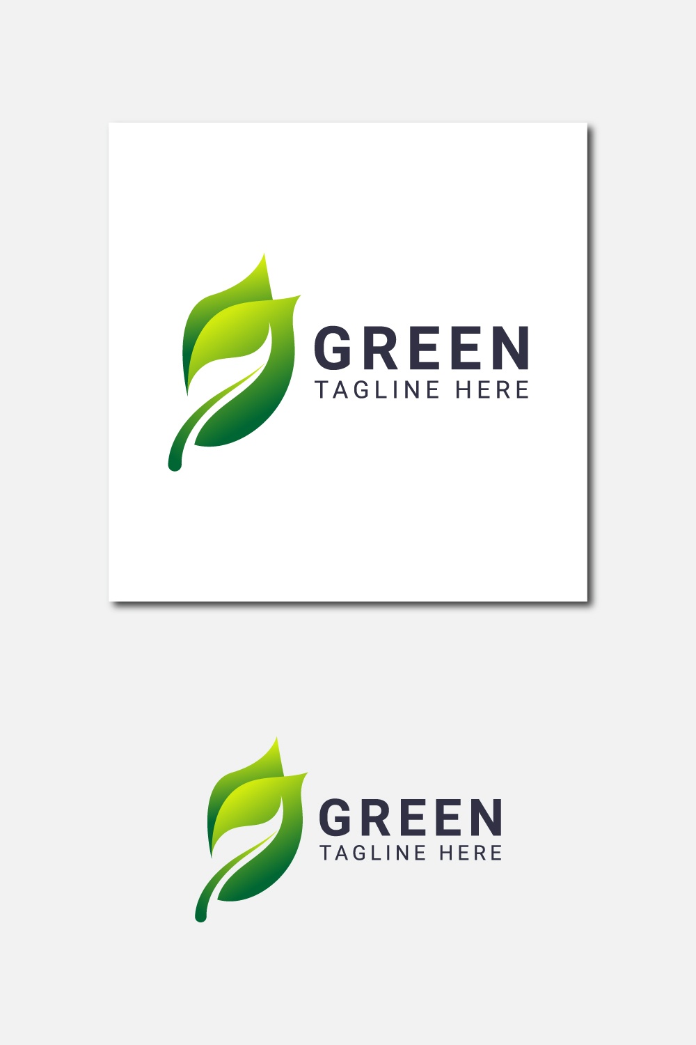 Green leaf logo template design pinterest preview image.