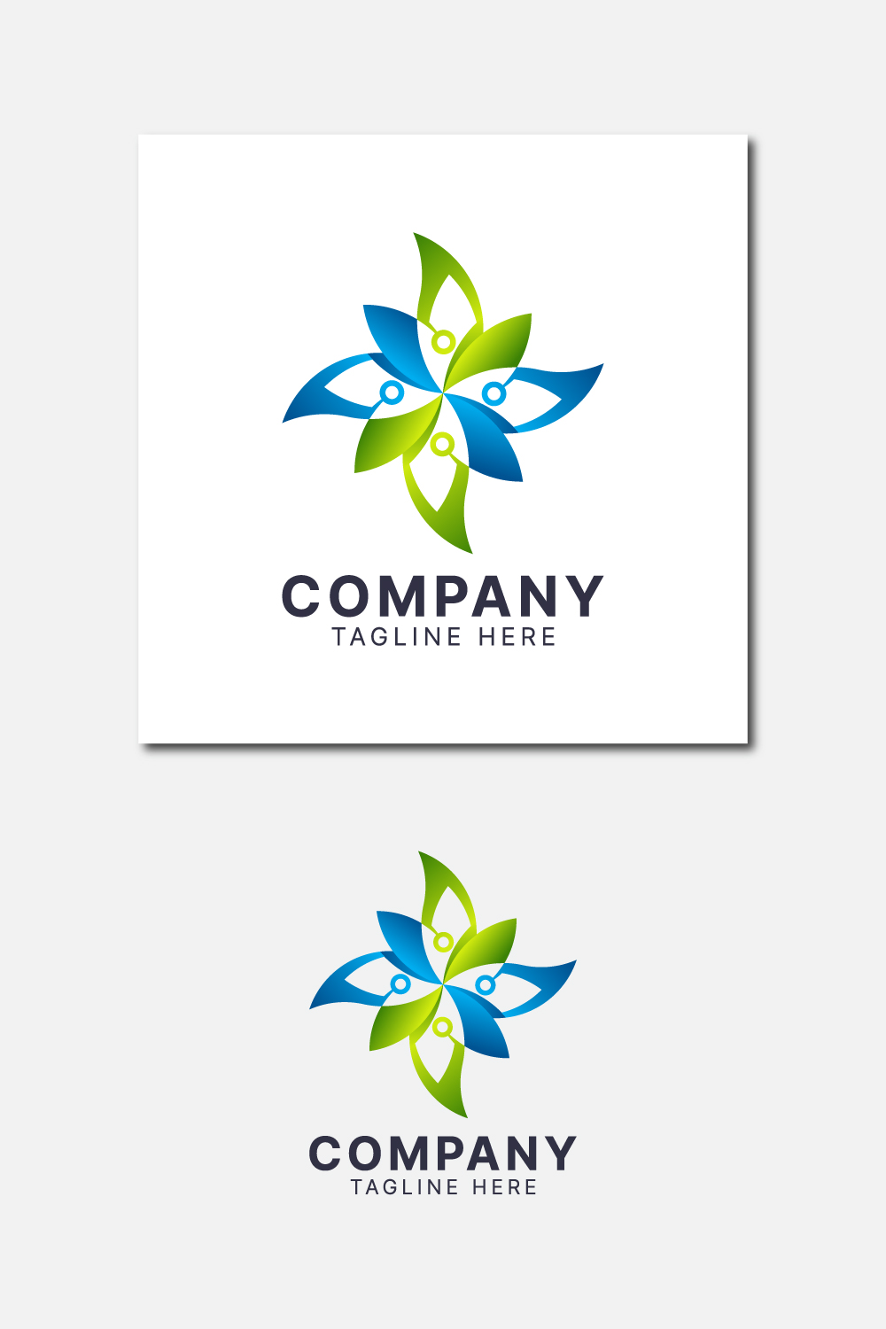 Abstract flower technology colorful logo template pinterest preview image.