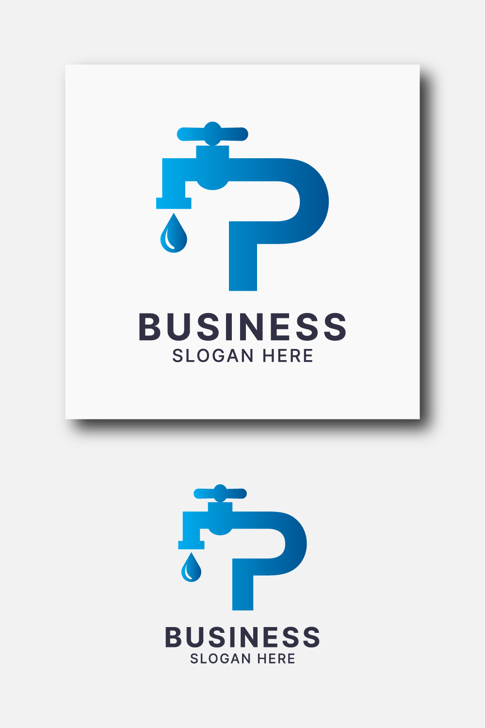 P letter plumbing tap logo template design pinterest preview image.