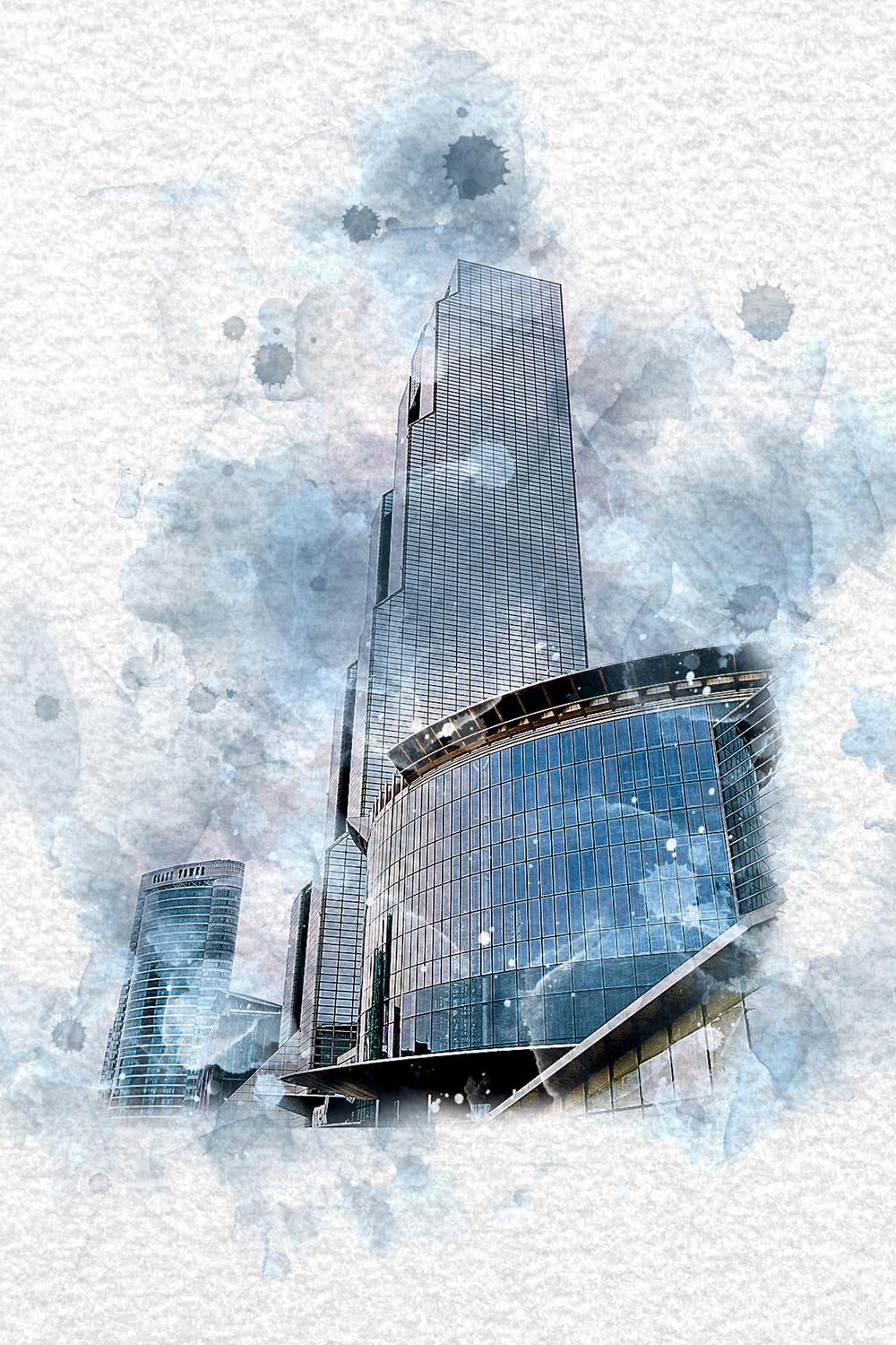 Architecture Watercolor Photoshop Action pinterest preview image.