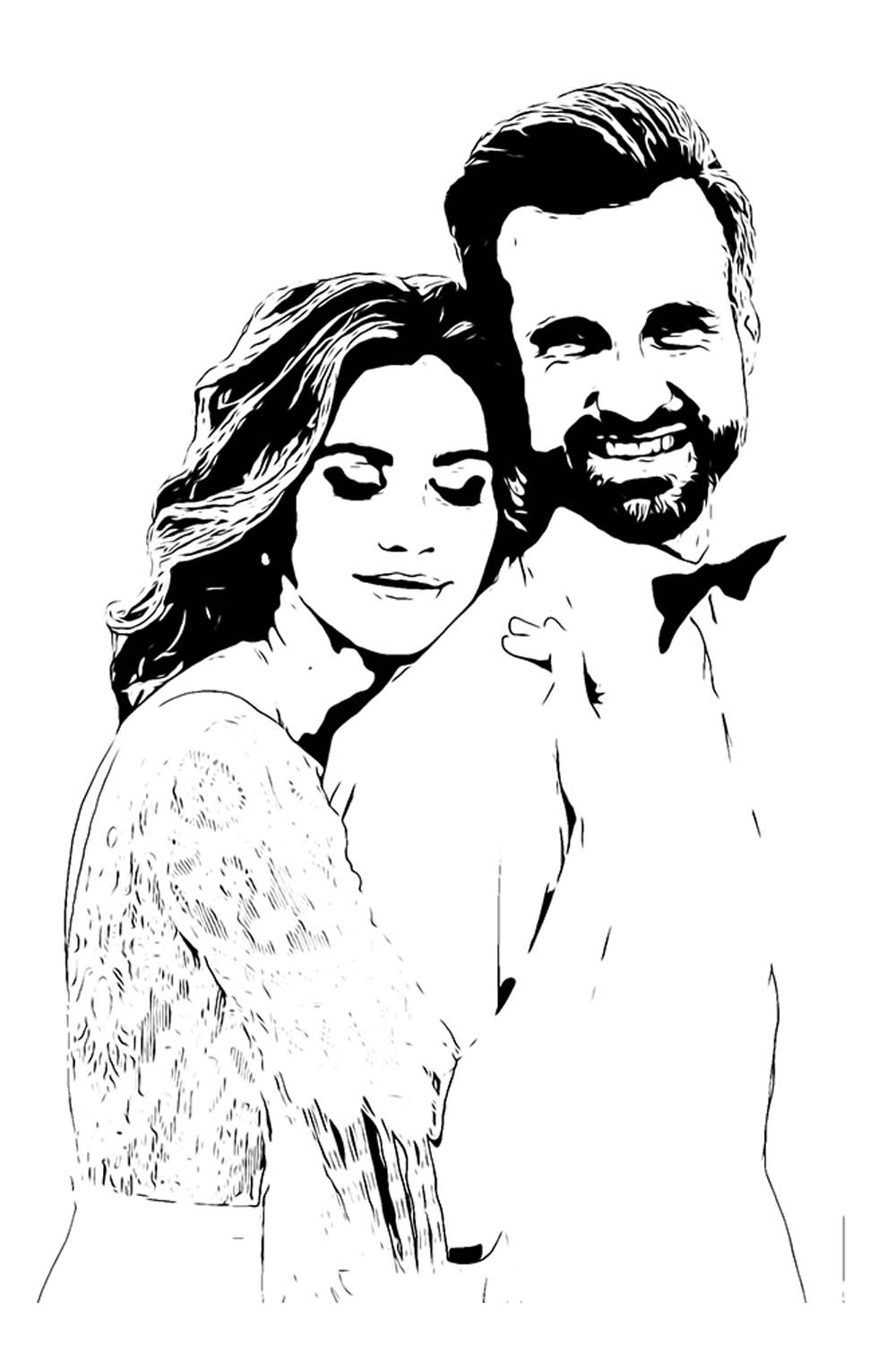 Wedding Sketch Portrait Photoshop Action pinterest preview image.