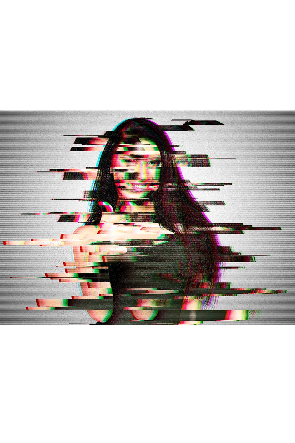 Distortion Glitch Photoshop Action pinterest preview image.