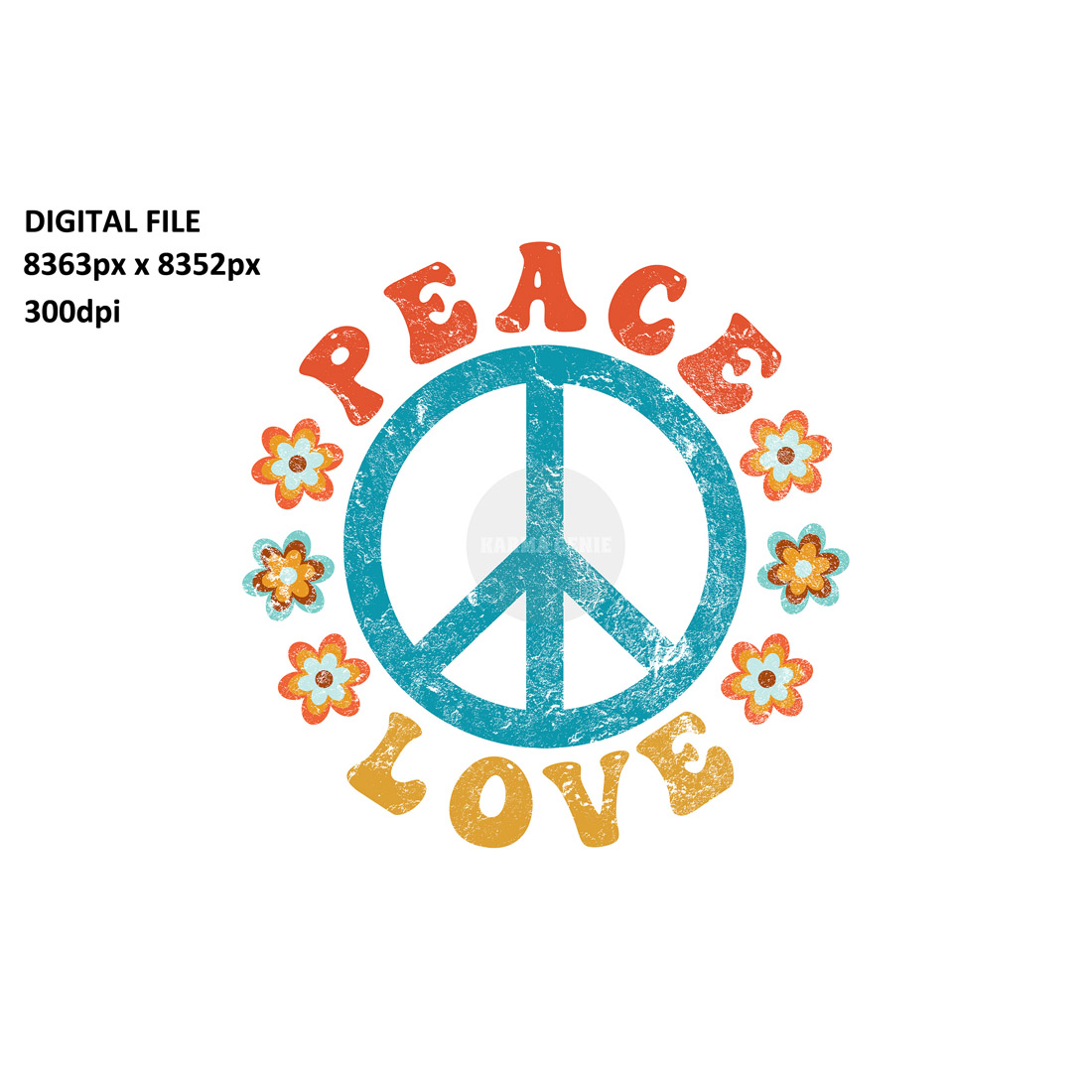 Peace & Love - Retro Flower Power Design preview image.