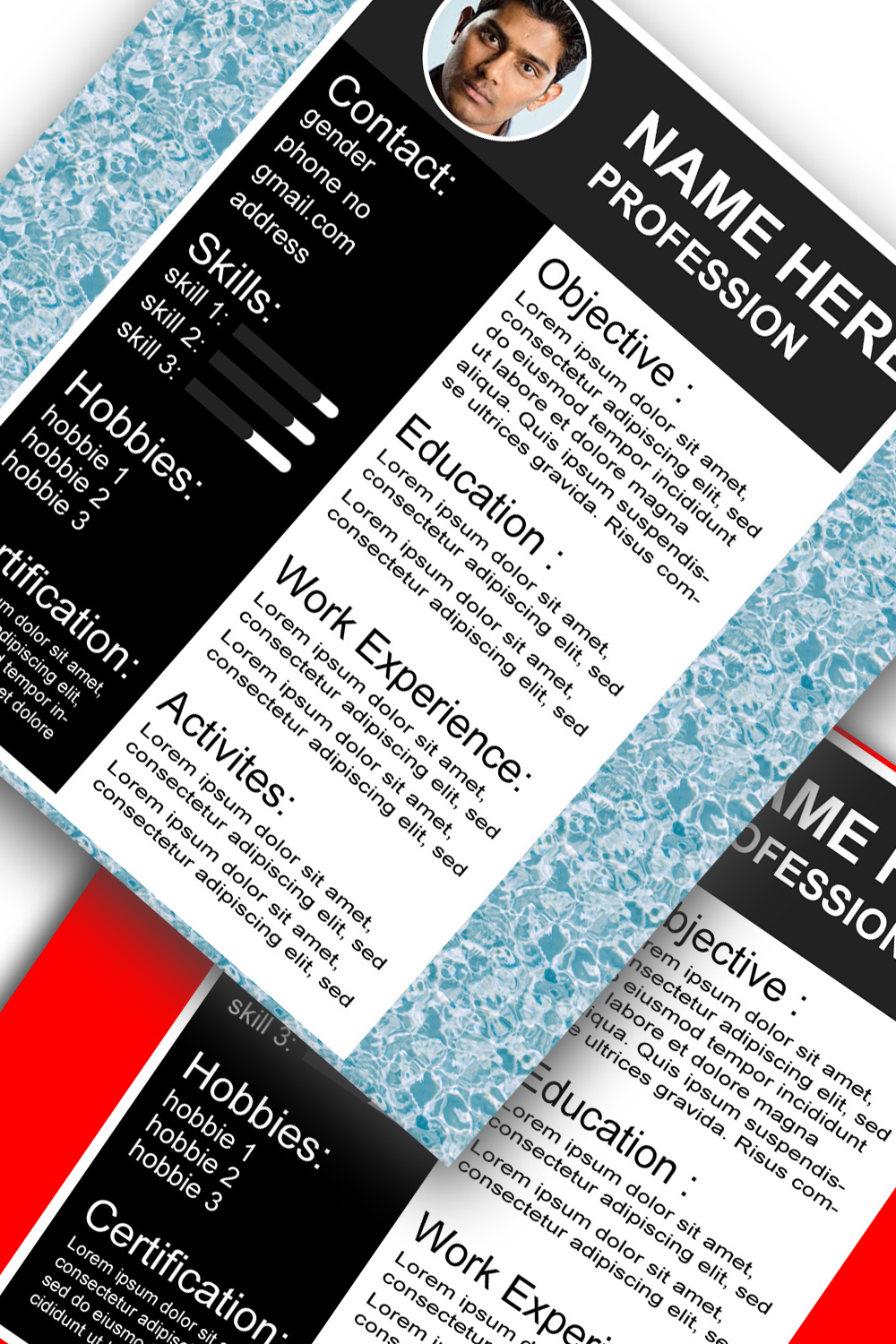 Premium CV Resume Design Templates – High Resolution and Fully Customizable pinterest preview image.