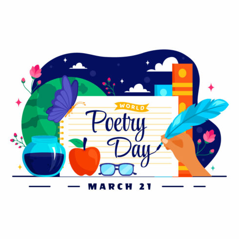 12 World Poetry Day Illustration cover image.