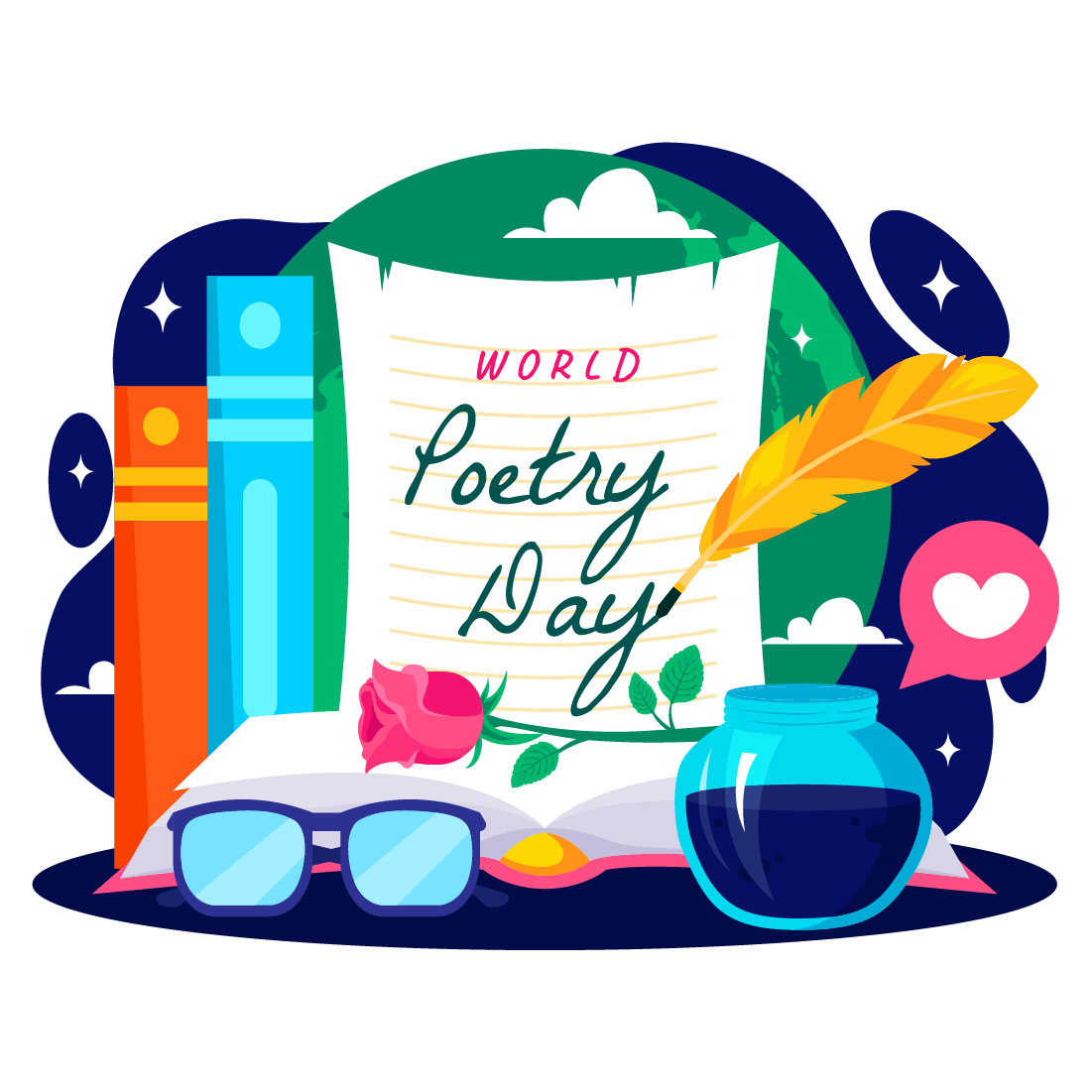 12 World Poetry Day Illustration preview image.