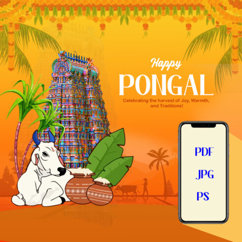 Pongal Festival Poster Template cover image.