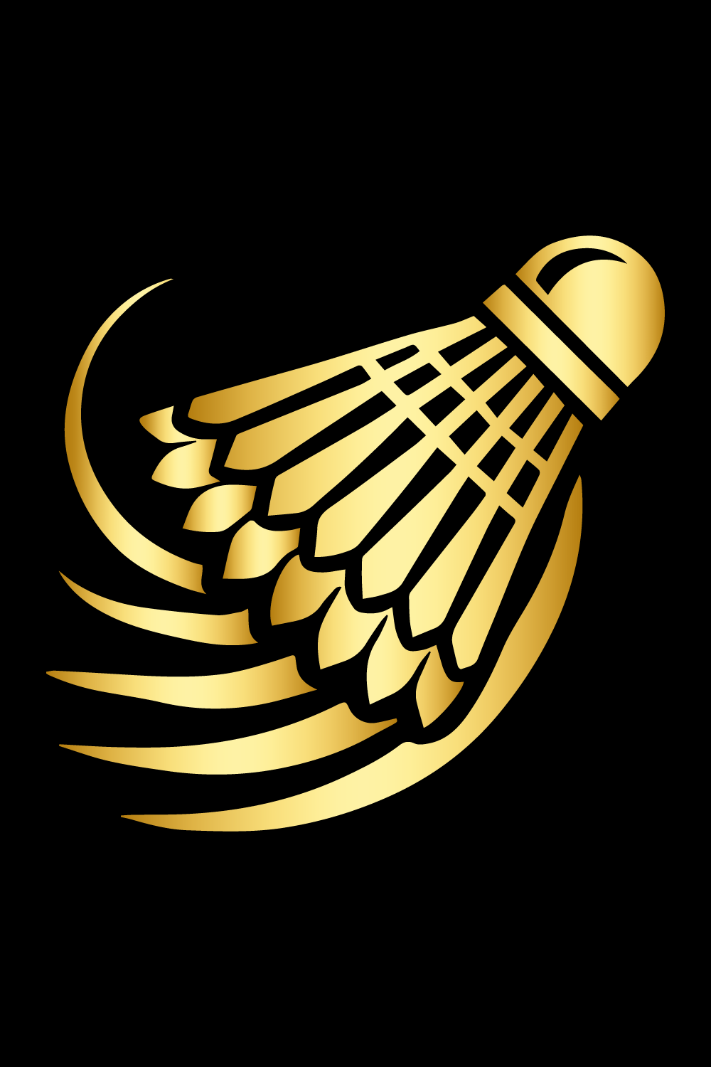 Golden Badminton Shuttlecock Logo Design pinterest preview image.