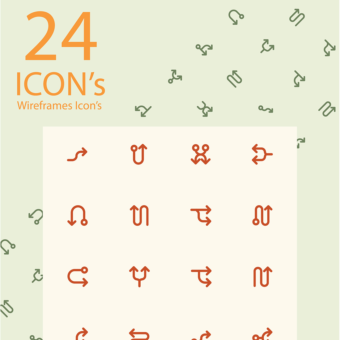 24 Wireframe Icons Bundles preview image.