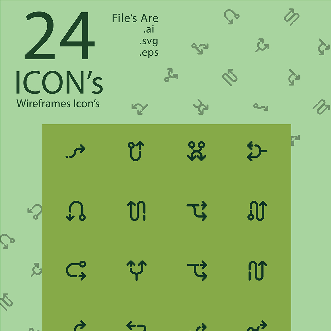 24 Wireframe Icons Bundles cover image.