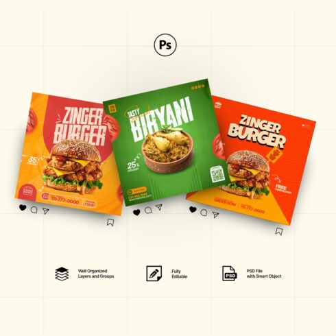 Food Instagram Templates - Pack of 3 cover image.