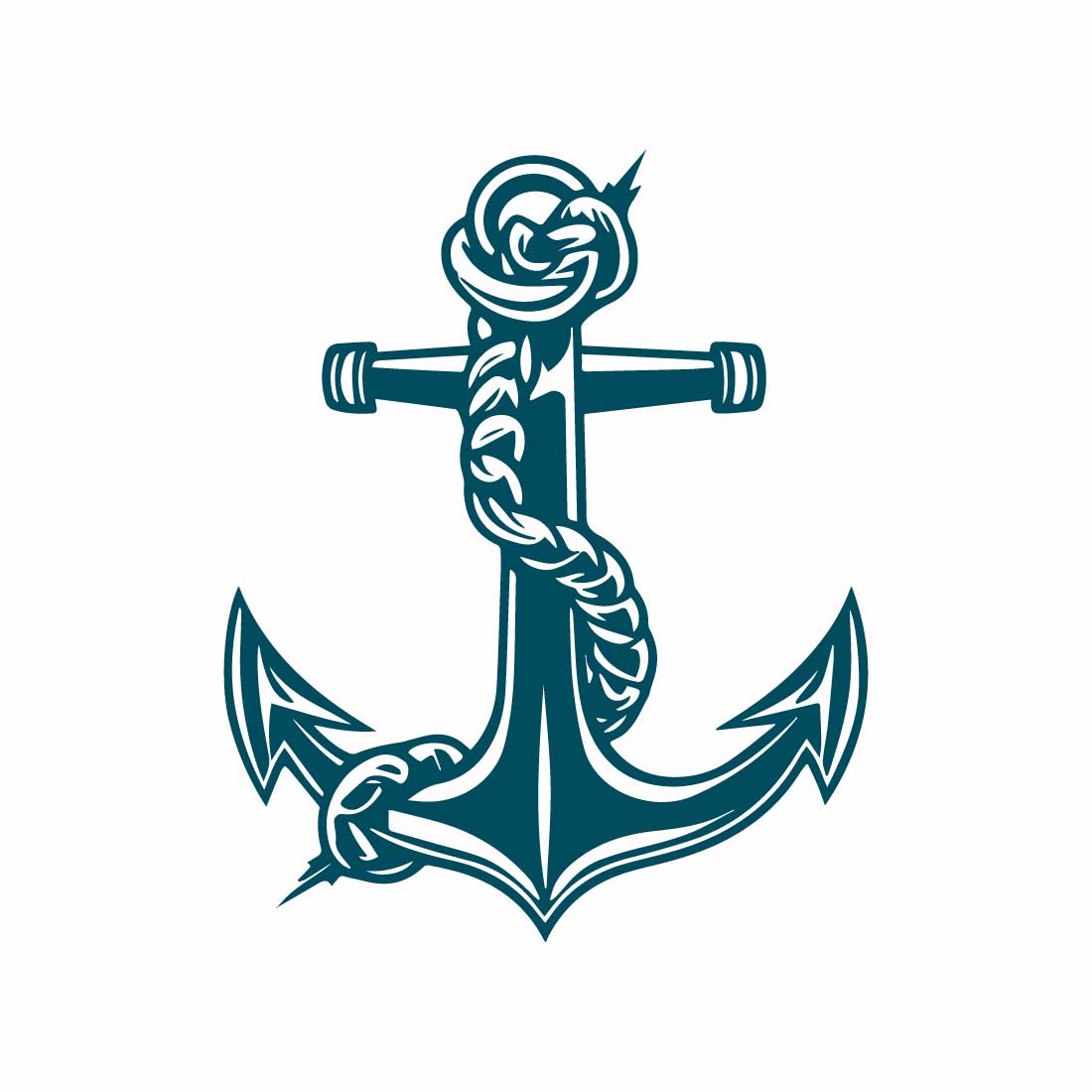 Nautical Anchor with Rope Vector Design preview image.