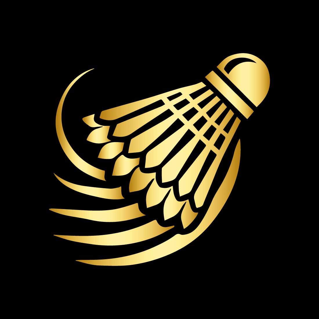 Golden Badminton Shuttlecock Logo Design preview image.