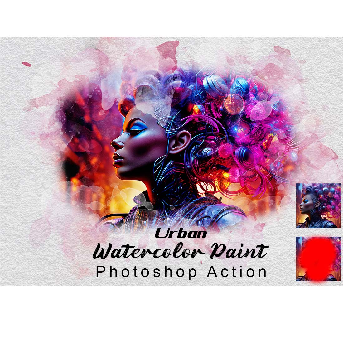 Urban Watercolor Paint Photoshop Action cover image.