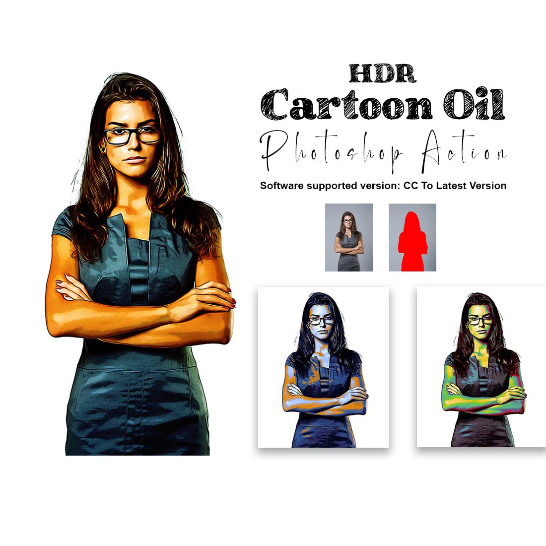 HDR Cartoon Oil Photoshop Action cover image.