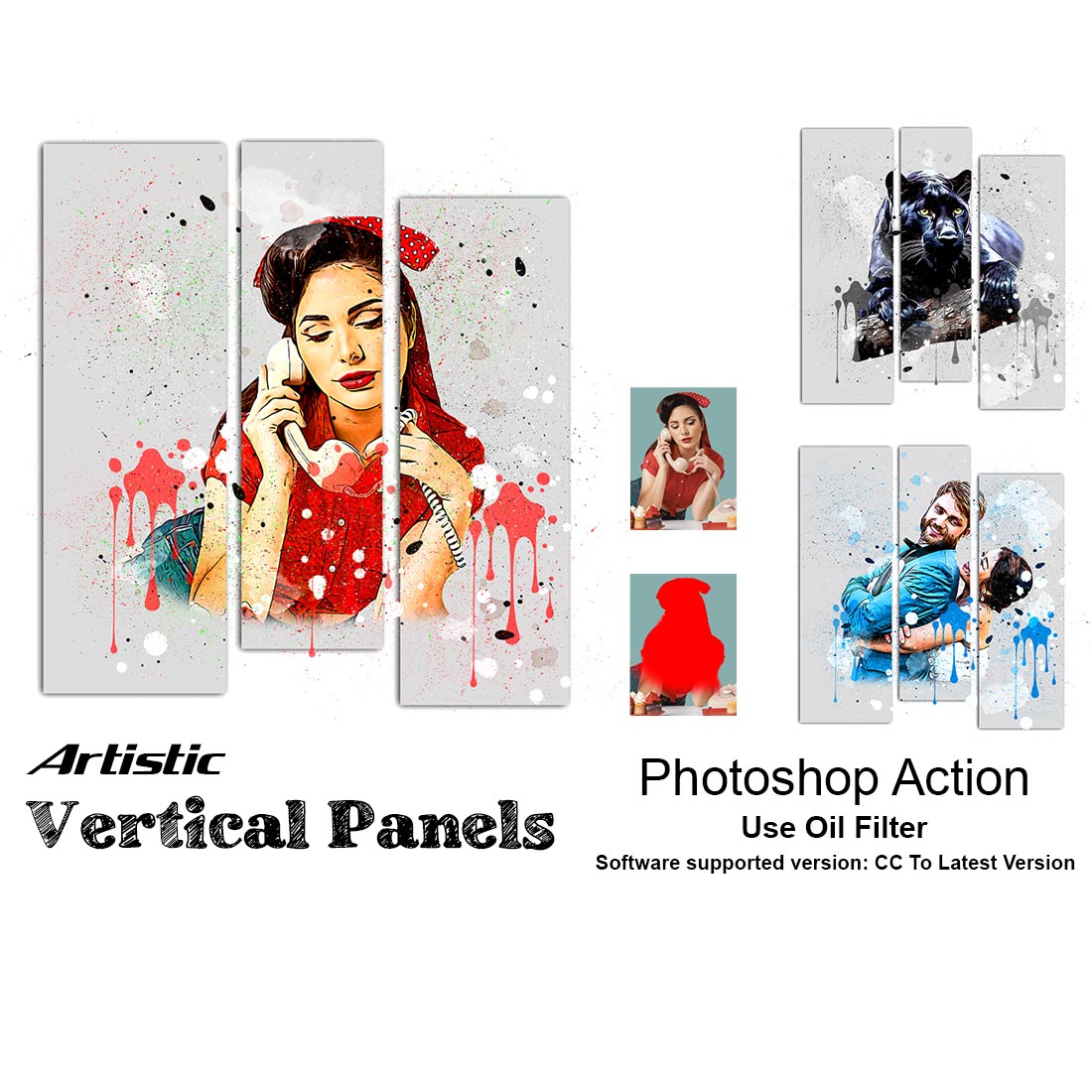 Artistic Vertical Panels Photoshop Action cover image.