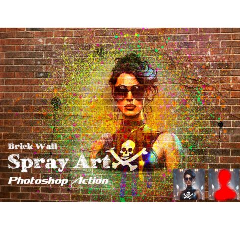 Brick Wall Spray Art Photoshop Action cover image.