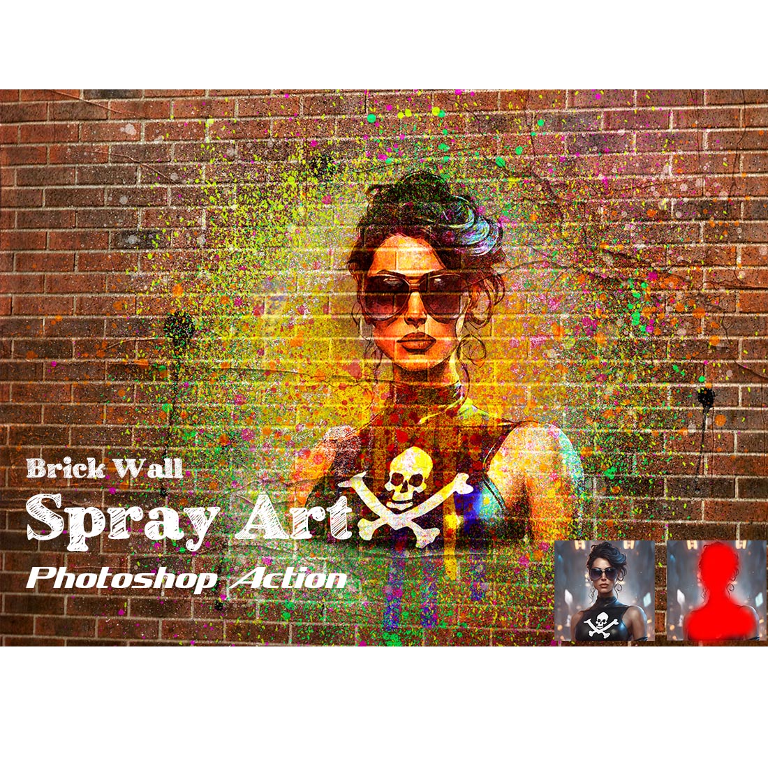 Brick Wall Spray Art Photoshop Action cover image.