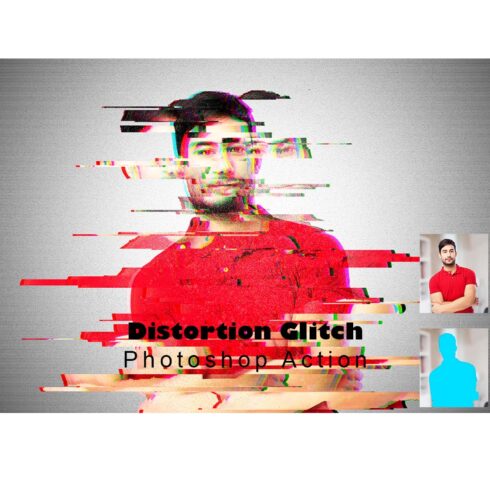 Distortion Glitch Photoshop Action cover image.