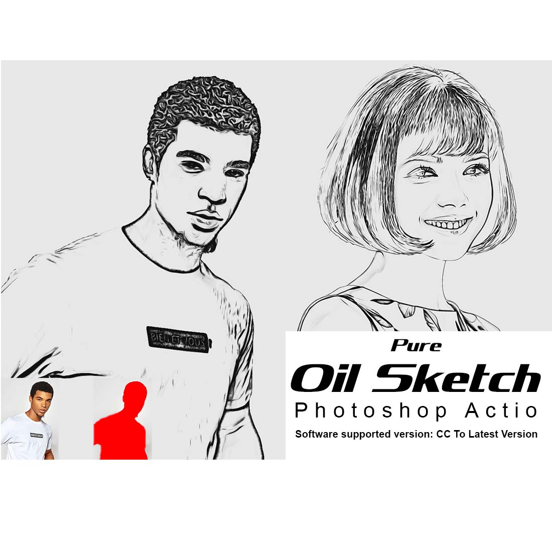 Pure Oil Sketch Photoshop Action cover image.