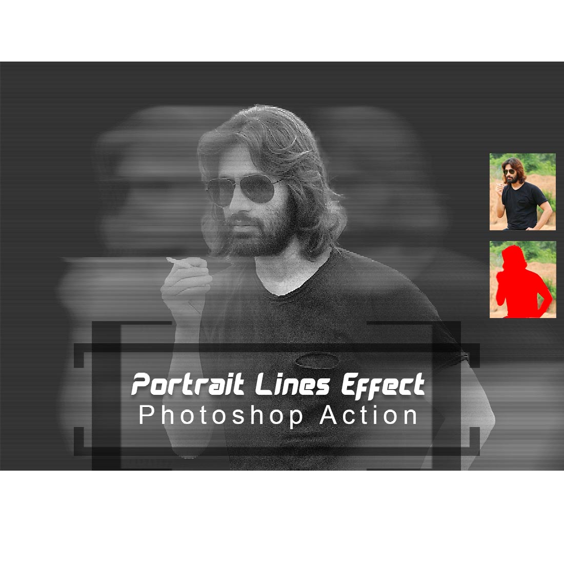 Portrait Lines Effect Photoshop Action cover image.