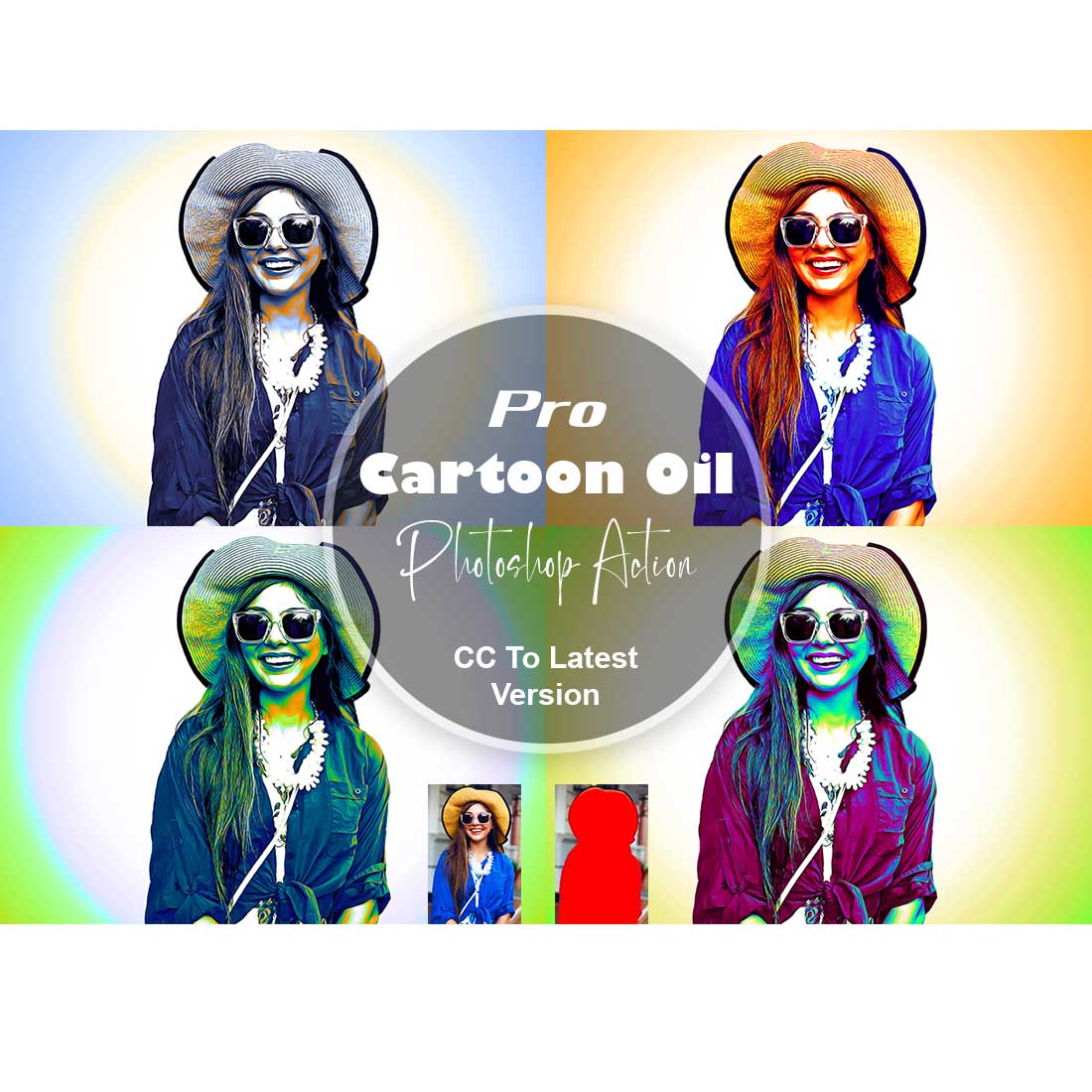 Pro Cartoon Oil Photoshop Action cover image.