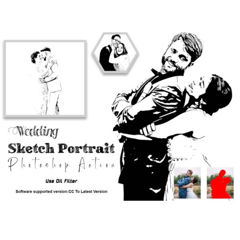 Wedding Sketch Portrait Photoshop Action cover image.