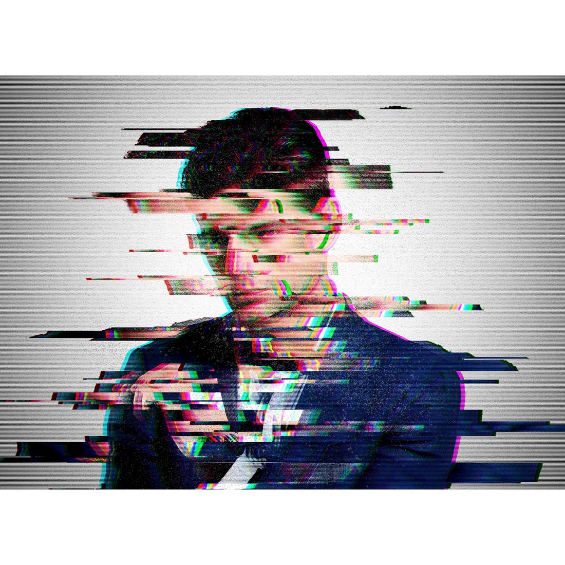 Distortion Glitch Photoshop Action preview image.