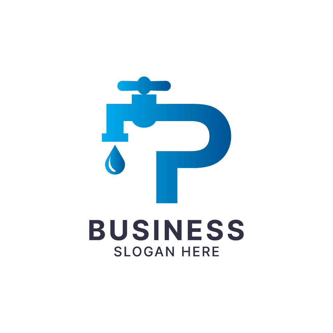 P letter plumbing tap logo template design preview image.