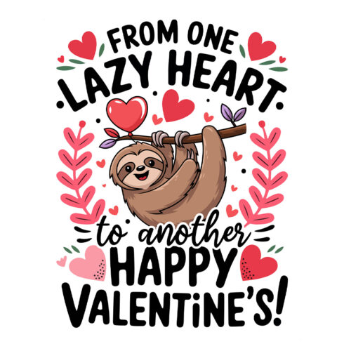 Sloth valentine graphic for sloth lovers cover image.