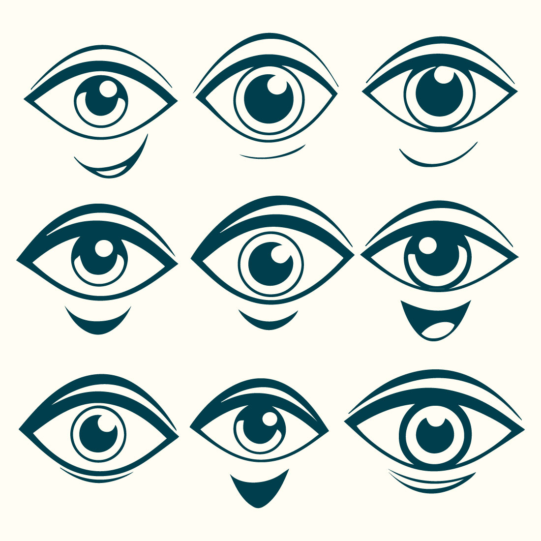 Vintage Hand-Drawn Eye Sketch Set preview image.