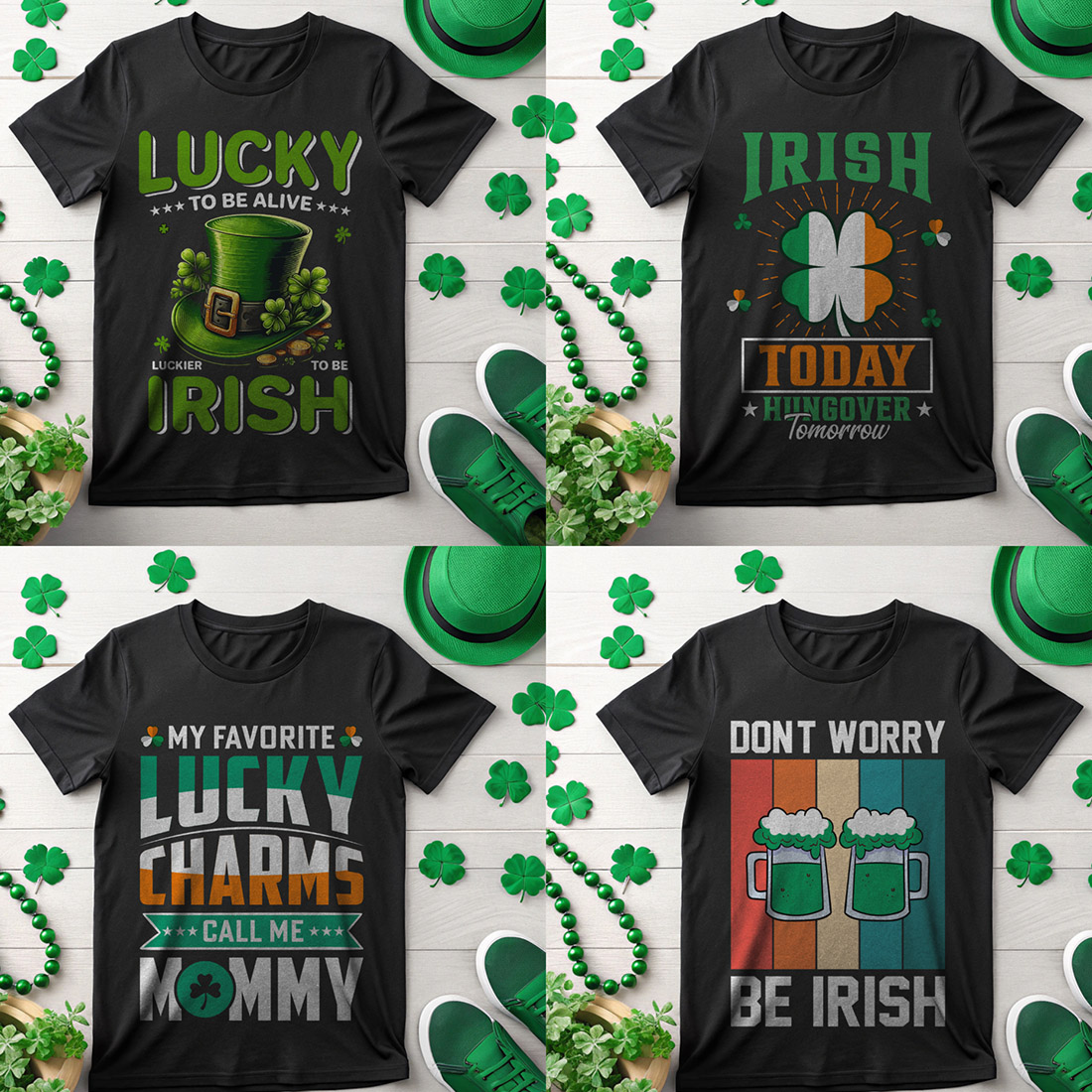 St Patrick’s Day T-Shirt Design Bundle – 21 Unique Irish-Themed Shirt Designs preview image.