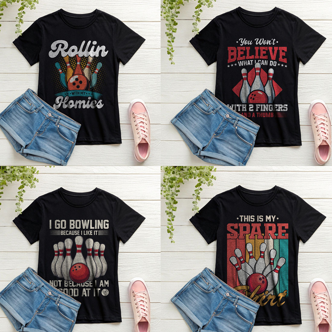 15+ Bowling T-Shirt Design Bundle – Funny & Retro Bowling Shirts for Bowlers preview image.