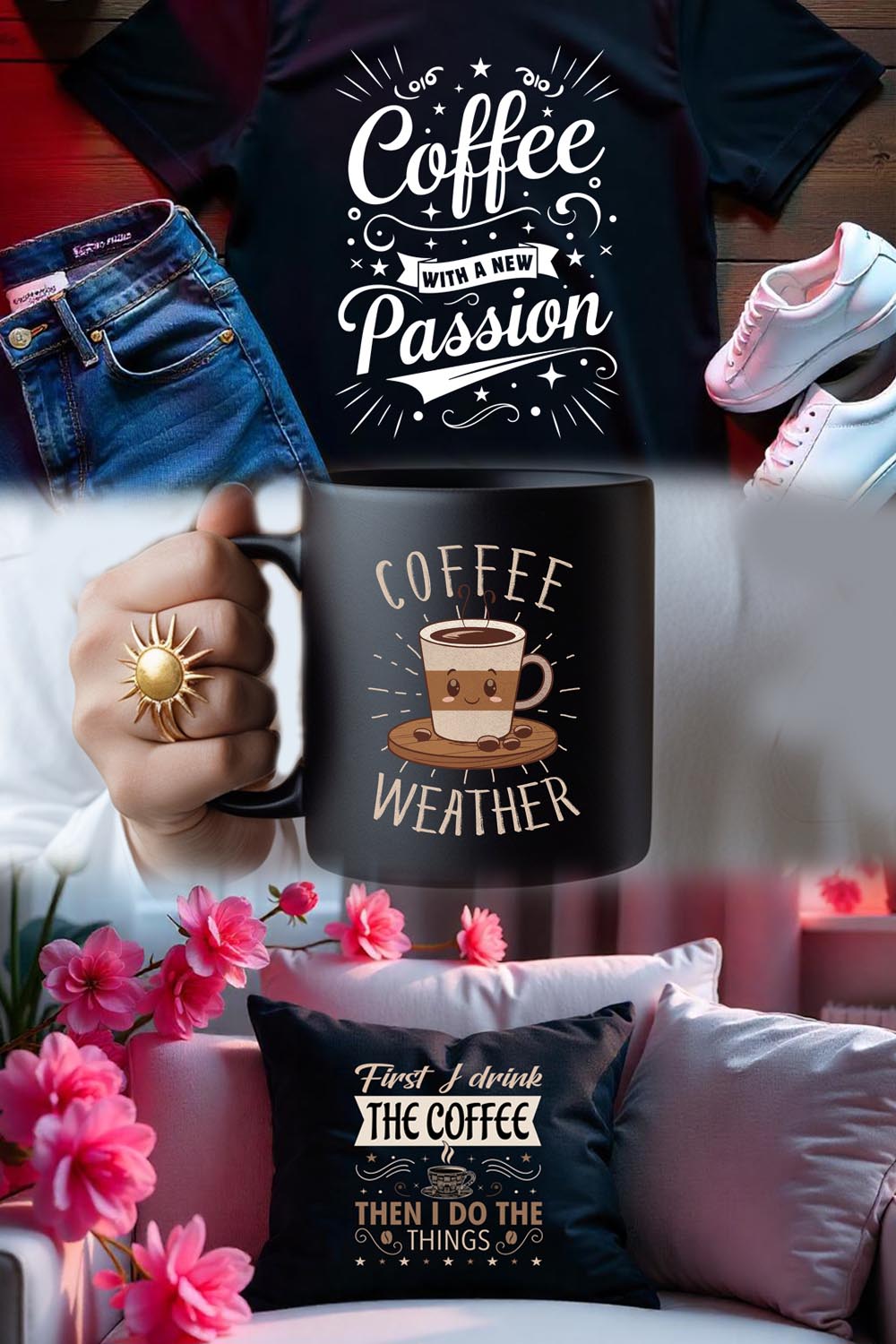 Coffee graphic bundle for Coffee lover pinterest preview image.